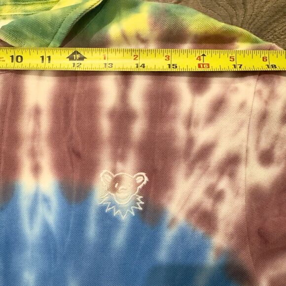 Grateful Dead x Section 119 Shirt Tie Dye Polo Dancing Bear Logo Mens Small - Picture 6 of 7